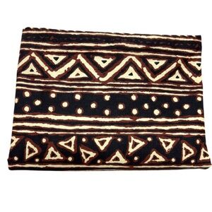 fabric remnant "mud" cloth repro vintage cotton 41" x 60" brown cream pristine